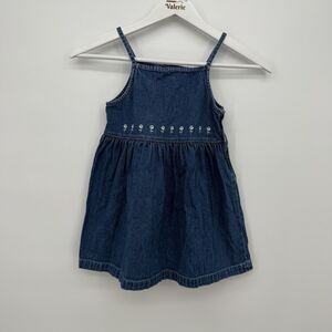 Kidlooks Denim 4T Girls Floral Embroidered Dress Cotton